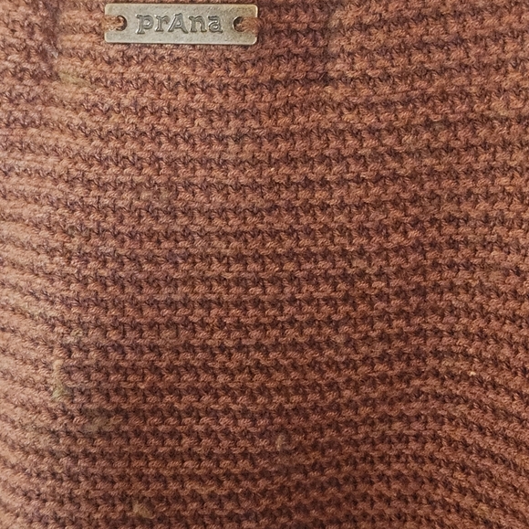 PrAna L Brown Crystal Beach Boho Bell Sleeve V-neck Knit Pocket Women's Sweater - Picture 11 of 12